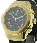 Elegant Series Chronograph Automatic in Yellow Gold on Black Rubber Strap with Black Dial