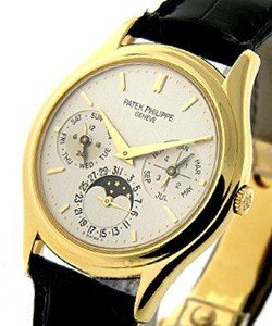 3940J Perpetual Calendar in Yellow Gold on Black Alligator Leather Strap with White Dial - Discontinued Model