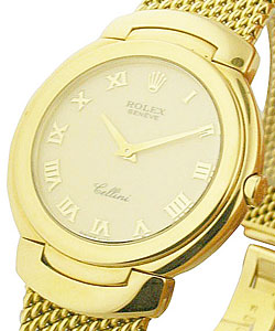 Cellini Large Size in Yellow Gold on Yellow Gold Bracelet with Champagne Dial