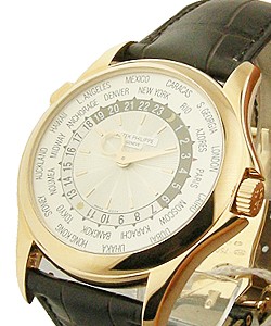 5130R World Time Current Version in Rose Gold on Black Alligator Leather Strap with Guilloche Silver Dial