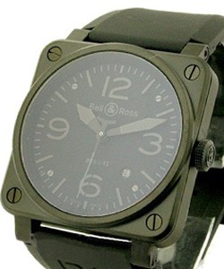 BR03-92 Phantom in Black Carbon on Black Rubber Strap with Black Dial