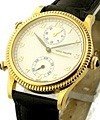 Travel Time 4864 in Yellow Gold on Black Crocodile Leather Strap with White Dial
