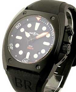 BR 02-92 Marine Pro Carbon in Black Carbon Coated Steel on Black Rubber Strap with Black Dial