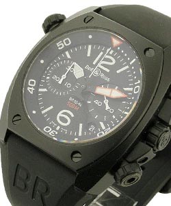 BR 02 Chronograph in Black PVD Steel on Black Rubber Strap with Black Dial