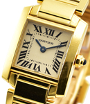 Ladies Tank Francaise in Yellow Gold Small Size Quartz on Yellow Gold Bracelet with Ivory Roman Dial