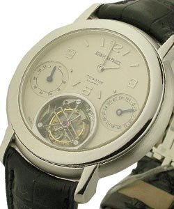 Jules Audemars Automatic Tourbillon in Patinum on Black Leather Strap with Cream Dial