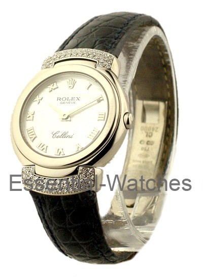 Pre-Owned Rolex Cellisima in White Gold with Diamond Lugs