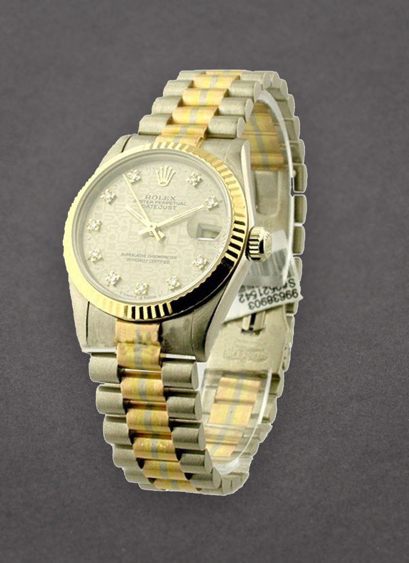 Pre-Owned Rolex Mid Size Tridor President - White Gold - Factory Diamond Bezel