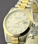 Mid Size Tridor President - White Gold - Factory Diamond Bezel on White and Yellow Gold Bracelet - Grey Jubilee Diamond Dial