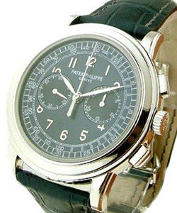5070P Chronograph 42mm Manual in Platinum On Blue Leather Strap with Blue Dial
