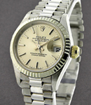 Ladies President in White Gold with Fluted Bezel on White Gold President Bracelet with Silver Stick Dial