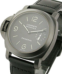 PAM 26 K -  Luminor Marina Left Handed in PVD Black Steel on Black Leather Strap with Black Dial