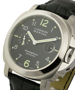 PAM 164 - Luminor Marina Automatic in Steel on Brown Leather Strap with Black Dial