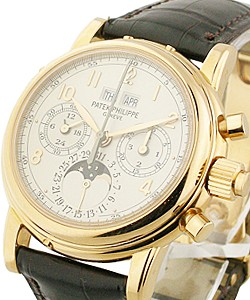 5004R Split-Second Chronograph Perpetual Calendar Rose Gold on Strap with White Dial