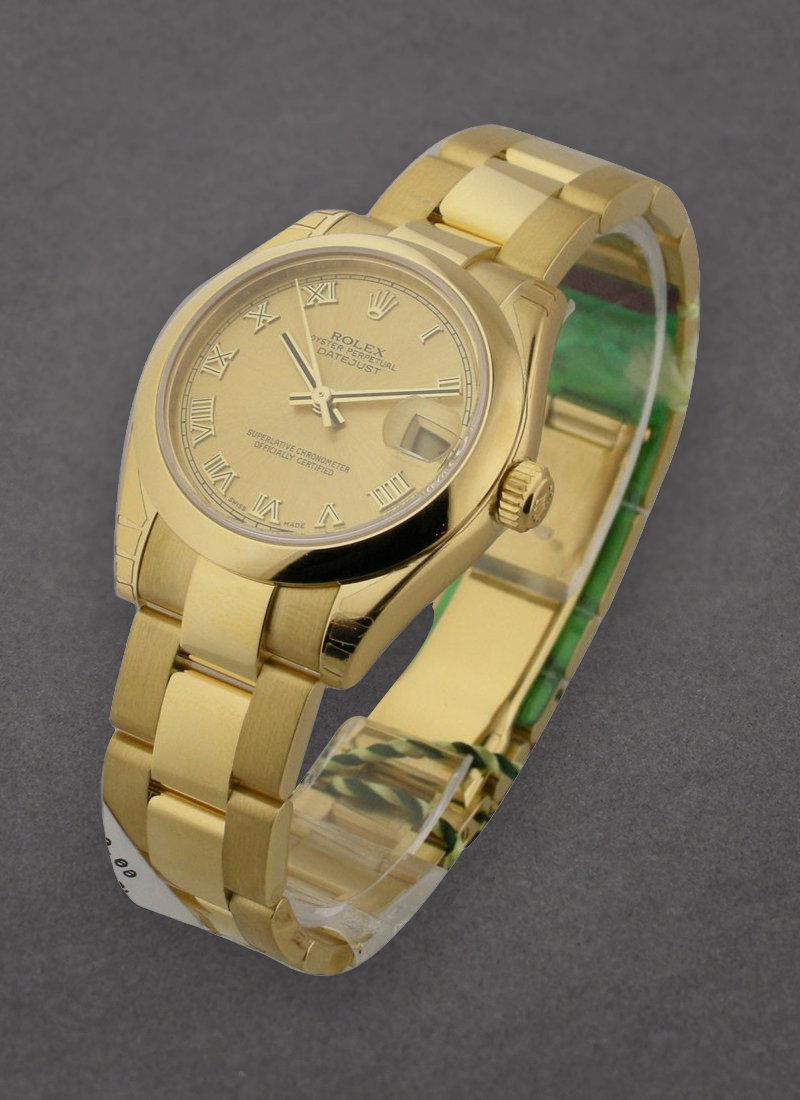 Rolex Unworn Datejust 31mm Mid Size in Yellow Gold with Domed Bezel