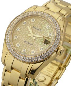 Masterpiece in Yellow Gold with Diamond Bezel on Yellow Gold Pearlmaster Bracelet with Champagne Diamond Dial
