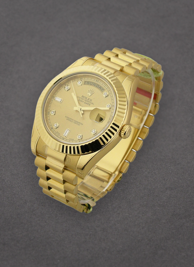 Rolex Unworn Day-Date II President in Yellow Gold with Fluted Bezel