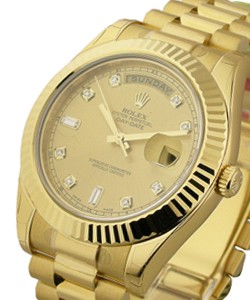 Day-Date II President in Yellow Gold with Fluted Bezel on Yellow Gold President Bracelet with Champagne Diamond Dial