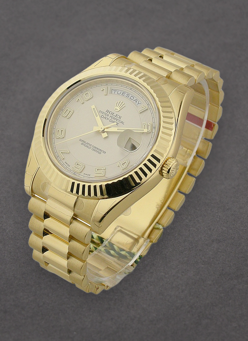 Rolex Unworn Day-Date II President in Yellow Gold with Fluted Bezel