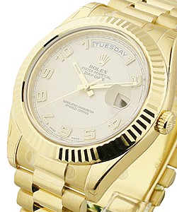 Day-Date II President in Yellow Gold with Fluted Bezel on President Bracelet with Ivory Concentric Arabic Dial