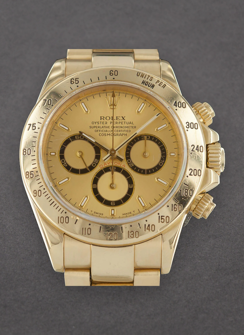 Pre-Owned Rolex Daytona Zenith Movement in Yellow Gold with Engraved Bezel