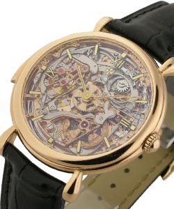 Patrimony Minute Repeater in Rose Gold on Black Crocodile Leather Strap with Skeleton Dial