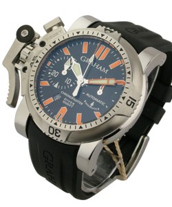 Chronofighter Oversize Diver in Steel on Black Rubber Strap with Black Dial
