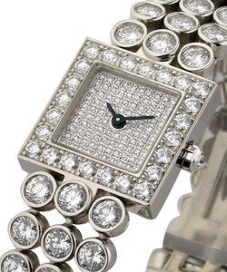 Boutique Square Lady's - Extremely Rare White Gold - Pave Diamond Dial - Diamond Braceelt