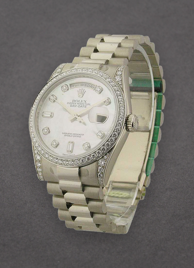 Pre-Owned Rolex President DayDate 36mm  in White Gold with Diamond Bezel & Lugs