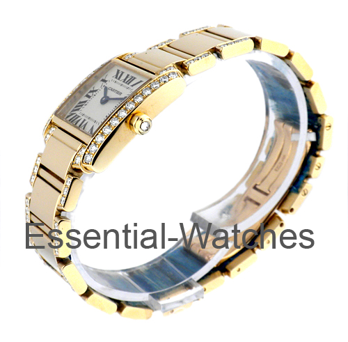 Tank Francaise with Diamond Bracelet & Case Yellow Gold - Small Size - Mint  Condition WE1001RG