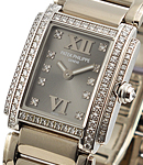 Twenty-4 in White Gold with Diamond Bezel on White Gold Bracelet with Grey Dial