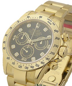 Daytona in Yellow Gold on Yellow Gold Oyster Bracelet with Black Diamond Dial