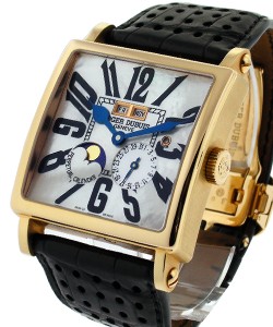 Golden Square 40mm  Perpetual Calendar Rose Gold on Strap  with MOP Dial