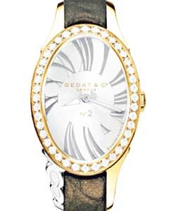 No. 2 Ref. 207 in Yellow Gold with Diamond Bezel on Black Leather Strap with Silver Dial