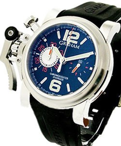 Chronofighter Oversize Black Ranger in Steel on Black Rubber Strap with Black Dial