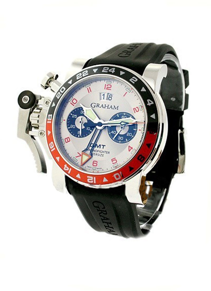 Graham GMT Oversize Chronofighter in Steel with Red and Black Bezel