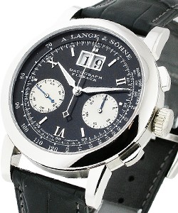 Datograph in Platinum with Tang Buckle on Black Crocodile Leather Strap with Black Dial