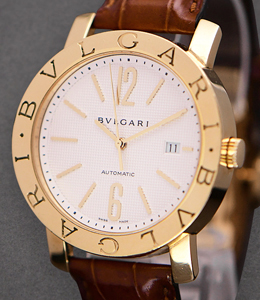 Bvlgari-Bvlgari 42mm in Yellow Gold Yellow Gold on Strap with Silver Dial