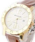 Bvlgari-Bvlgari 42mm in Yellow Gold Yellow Gold on Strap with Silver Dial