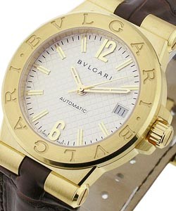 Diagono 35mm Automatic   Yellow Gold on Strap with Silver Dial