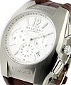 Ergon Chronograph  - Large Size in Steel on Brown Leather Strap with Silver Dial