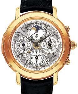 Jules Audemars Grande Complication in Rose Gold on Black Crocodile Leather Strap with Skeleton Dial
