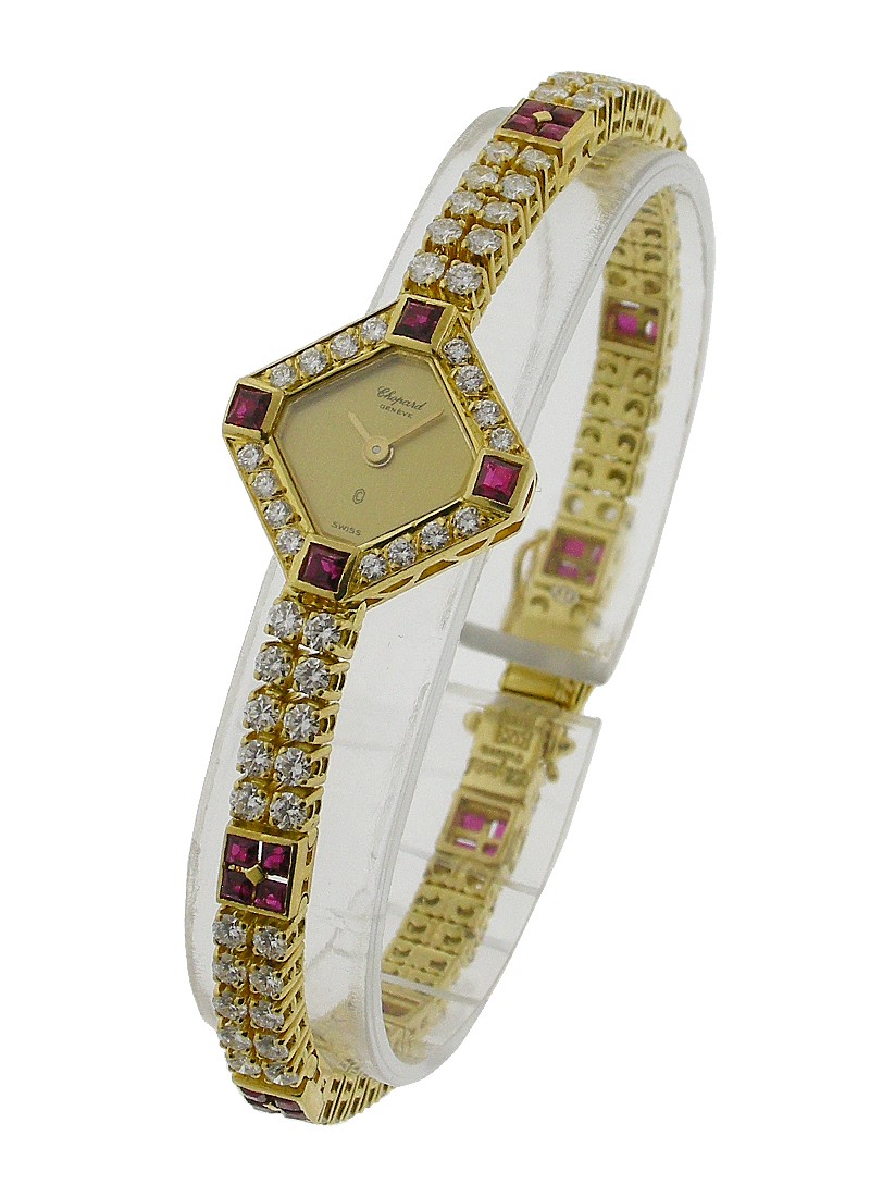 Chopard Lady's Mini Square with Diamonds and Rubbies