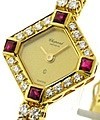 Lady's Mini Square with Diamonds and Rubbies Yellow Gold - Mint Condition Preowned