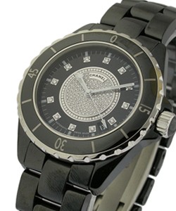 J12 Black 38mm Automatic in Black Ceramic with Black Ceramic Bezel on Black Ceramic with Black Diamond Dial
