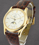 Retrograde Perpetual Calendar  in Rose Gold on Brown Leather Strap with Silver Dial