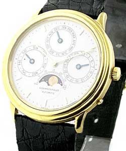 Perpetual Calendar in Yellow Gold on Black Leather Strap with White Dial