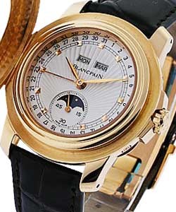 Full Moon Hunter's Watch - Triple Moon Rose Gold on Strap - Silver Dial 
