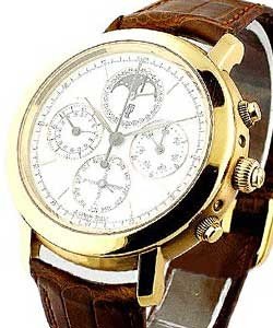 Jules Audemars Grande Complication in Rose Gold on Brown Crocodile Leather Strap with White Dial