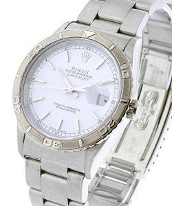 Datejust 36mm in Steel with Turn-O-Graph Bezel on Oyster Bracelet with White Stick Dial